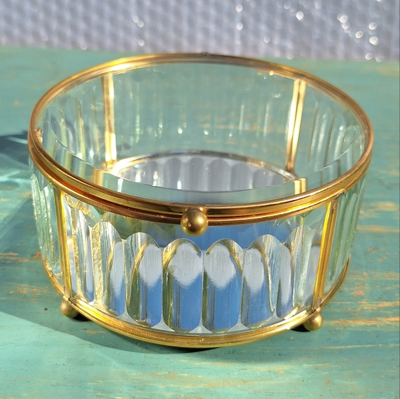 Glass Display Box Gold Metal Jewelry Box Display Case Holder Stained Glass - Picture 8 of 16